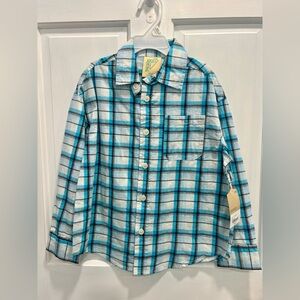 THEREABOUTS NWT Long Sleeved Blue White Black Button Down Collared Shirt SZ 6/7